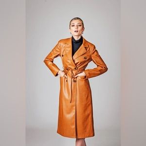 Avec les Filles brown faux leather trench coat. BRAND NEW, NEVER WORN